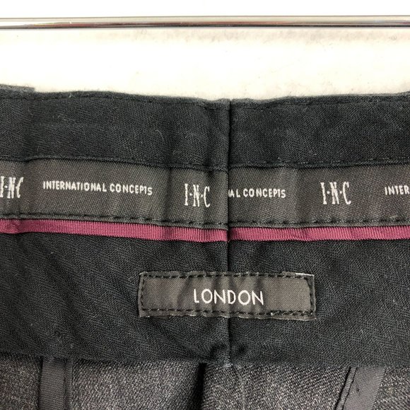 INC International Concepts Men's Size 34 x 32 London Dark Grey Wool Blend Pants - Picture 9 of 12